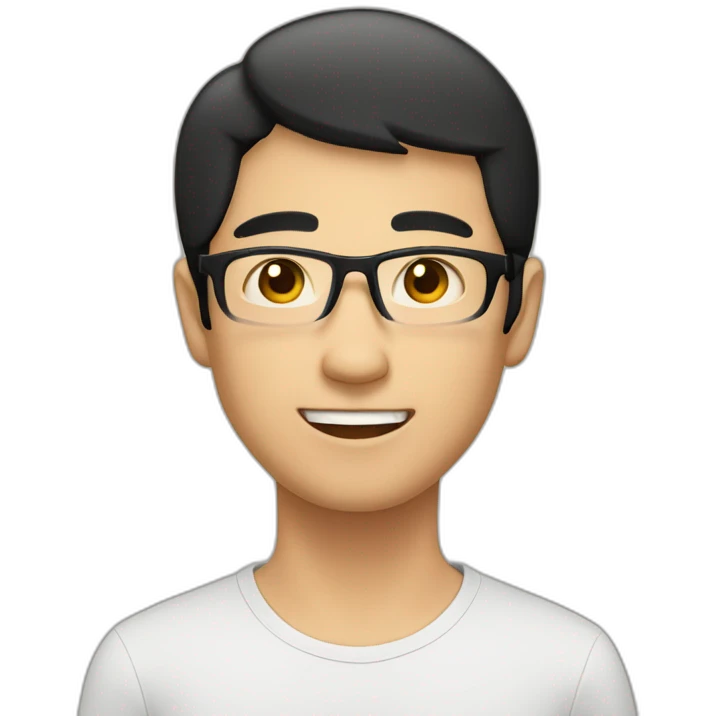 man-rounded face-black framed galsses-short black hair-asian emoji