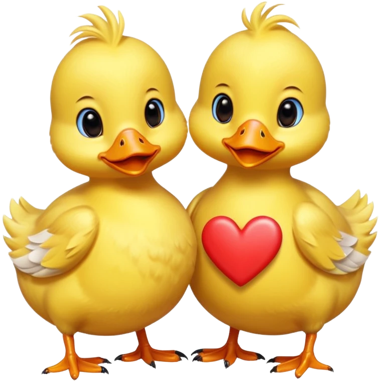Two ducks or chicks with a heart in the middle  emoji