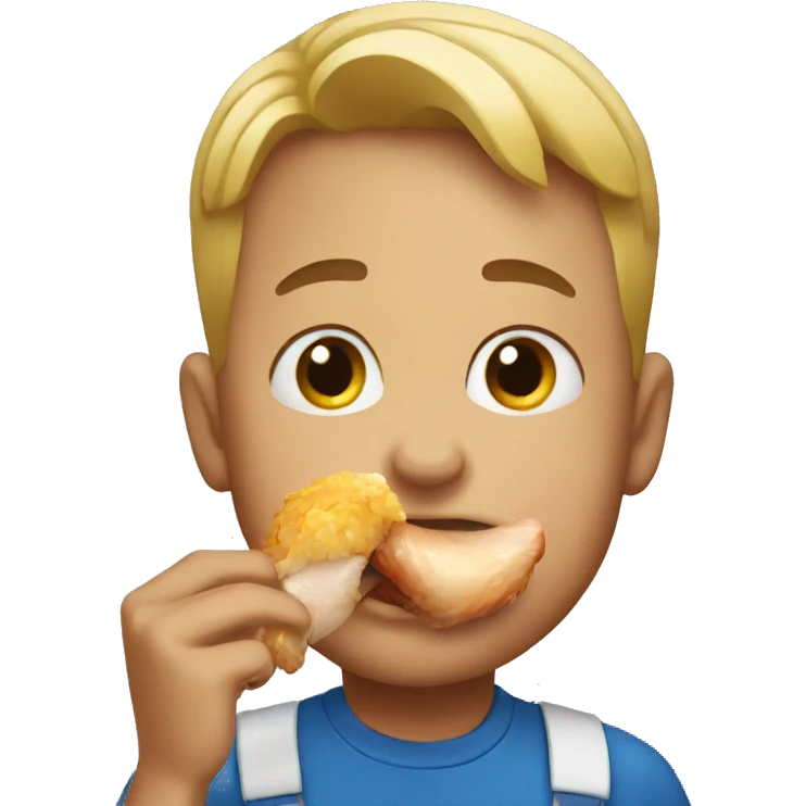 A boy eating chicken  emoji