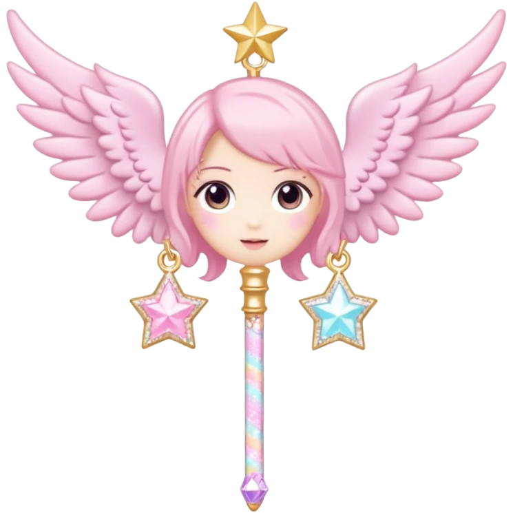 Kawaii decora cutecore starlight staff with wings and cute charms emoji