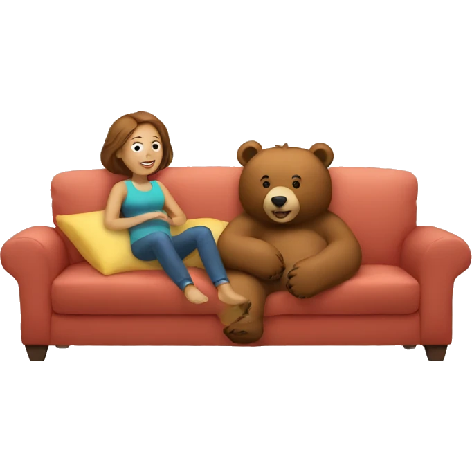 bears around a woman on the couch emoji