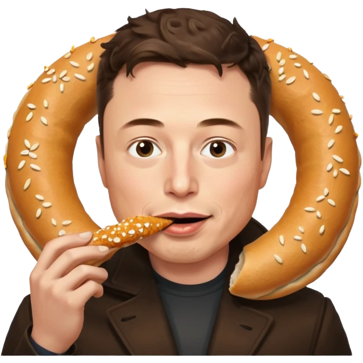 Elon Musk eats simit emoji