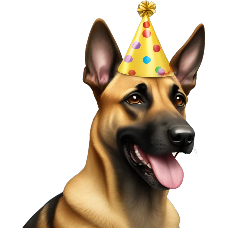 Malinois with Birthday hat emoji