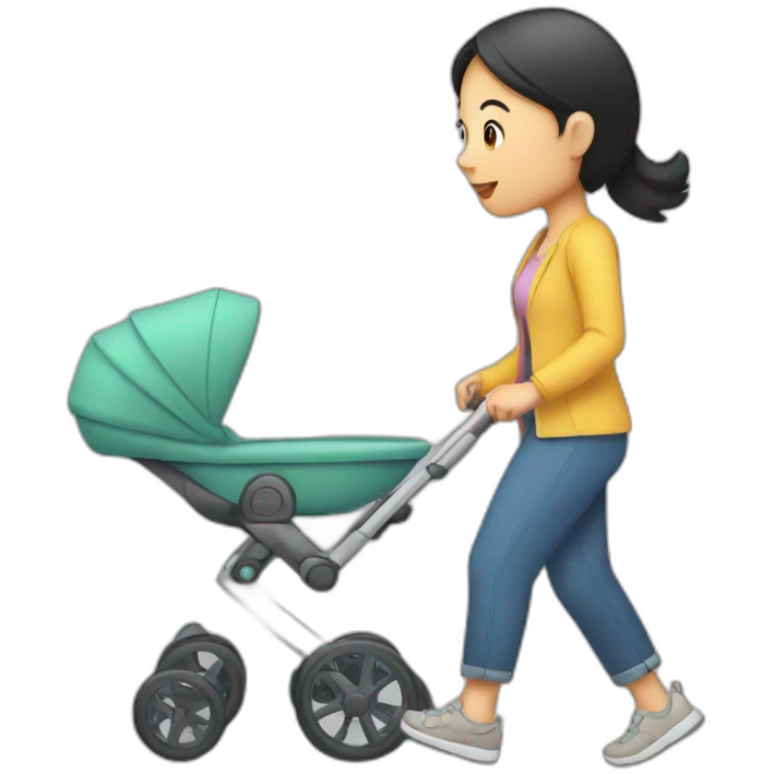 asian womanb pushing a stroller emoji