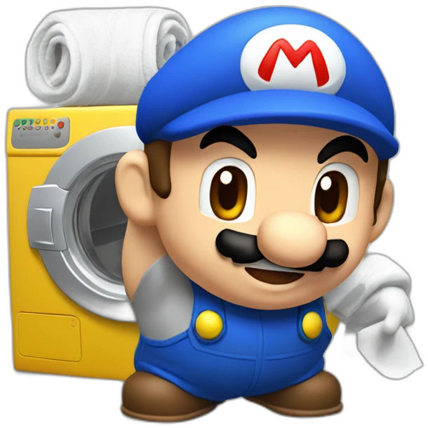 Mario qui répare un lave linge emoji