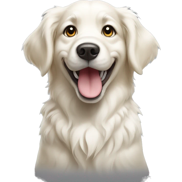 white golden retriever with paws up emoji