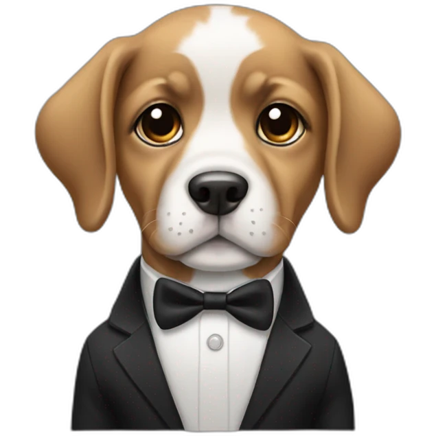 puppy with black suit emoji