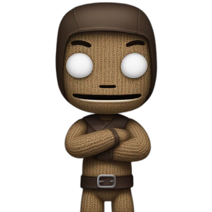 sackboy looking cross and arms folded emoji