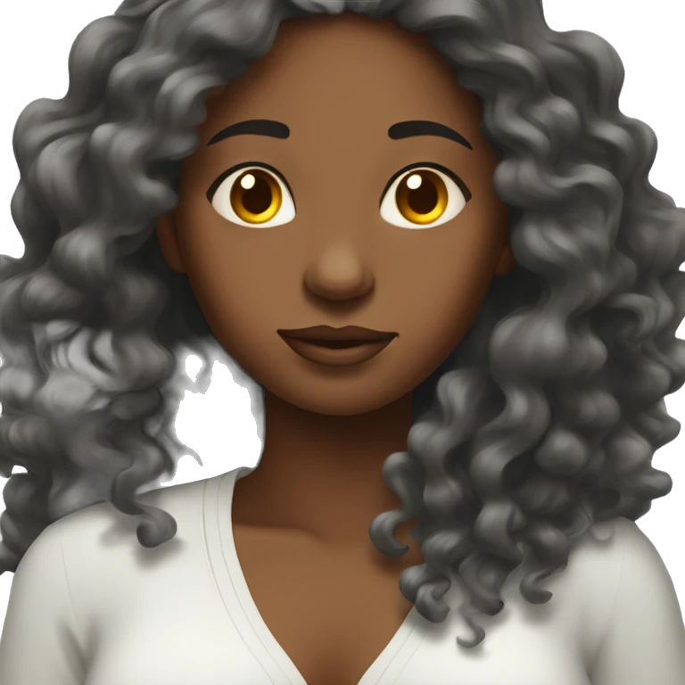Beautiful black woman long hair waking up with sun  emoji