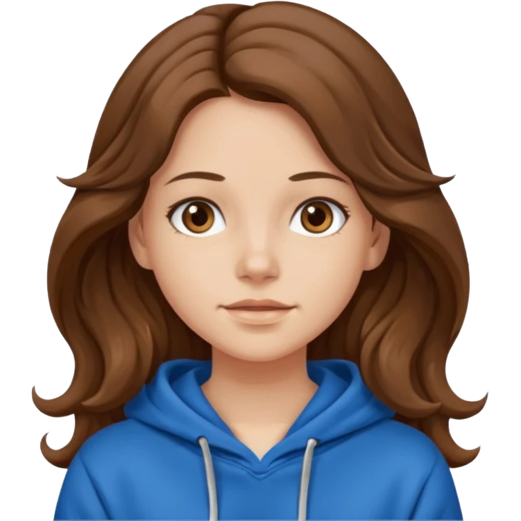 Long wavy hair girl wearing hoodie emoji