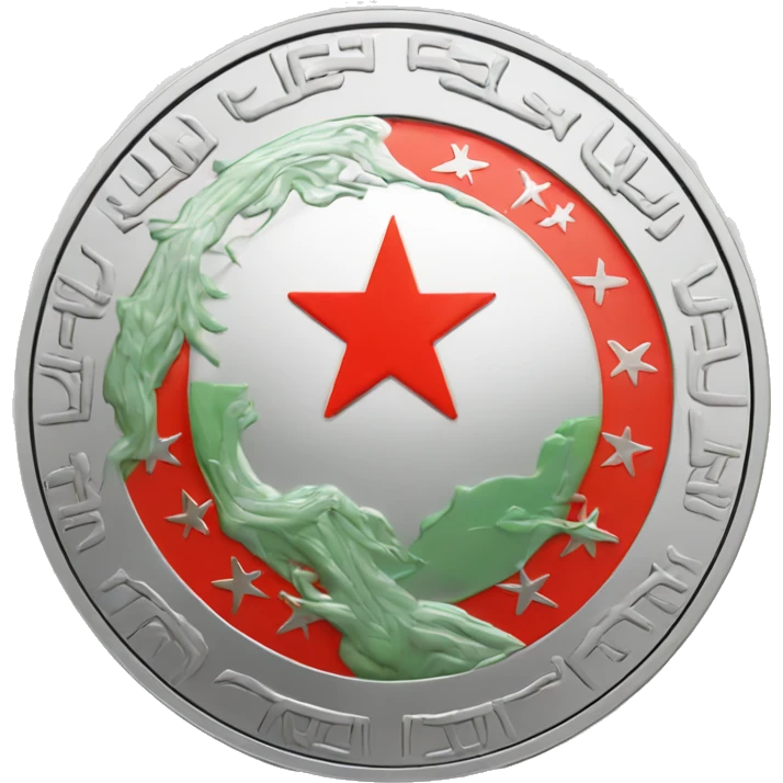 silver coin with the symbol of the chinese flag on it emoji