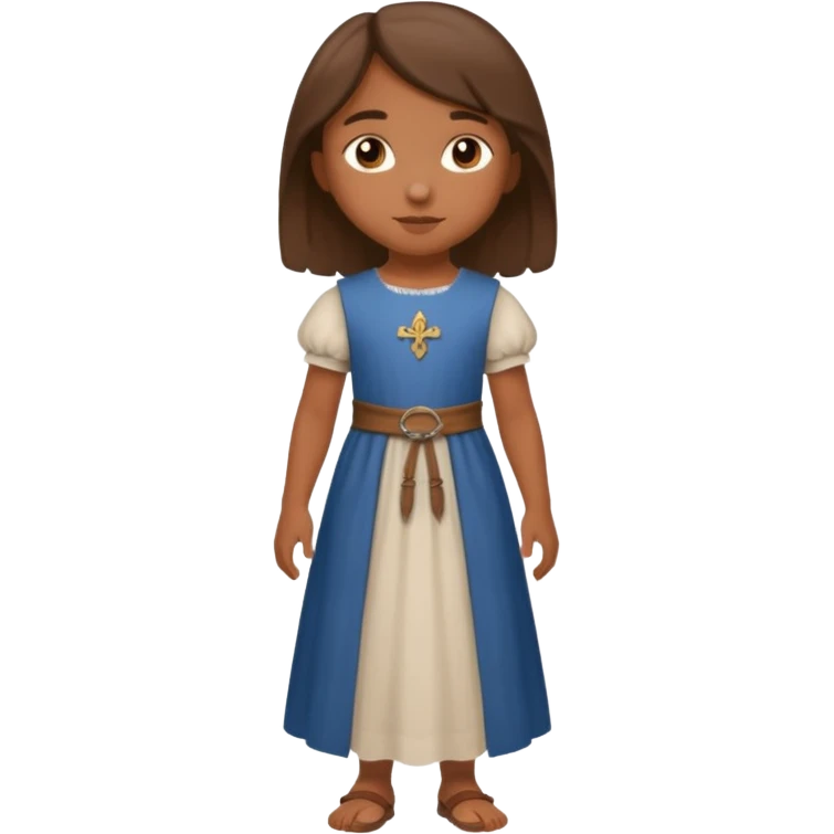 Petite fille brune de 8 ans à l'époque du Moyen âge. emoji