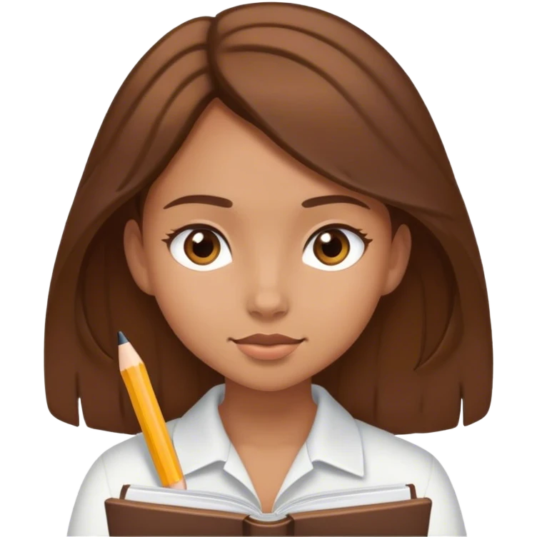 Tan girl brown hair studying  emoji