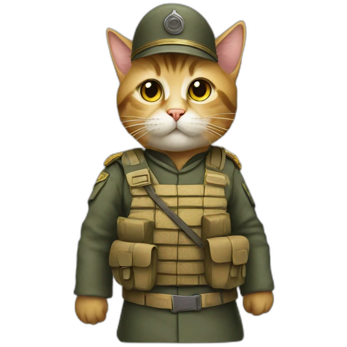 Cat looks like soldier emoji