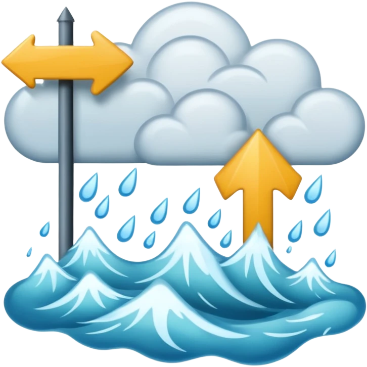 flood with wrong sign pointing or arrow to clouds emoji