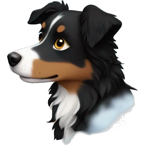 Small black australian shepherd dog with moon and stars  emoji