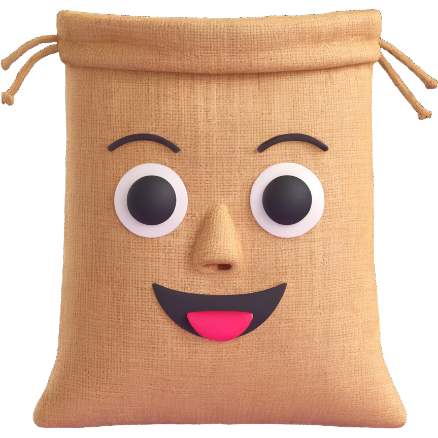 face made of burlap sack material emoji