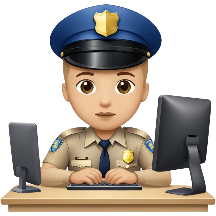 Poliziotto seduto al pc emoji