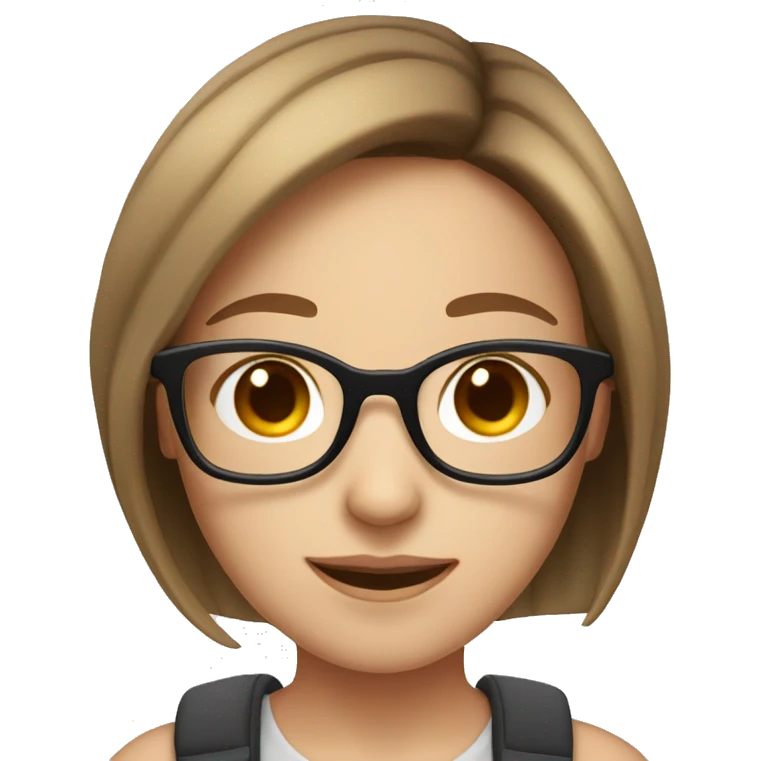 Light Fair skin girl with brown hair, and glasses  emoji