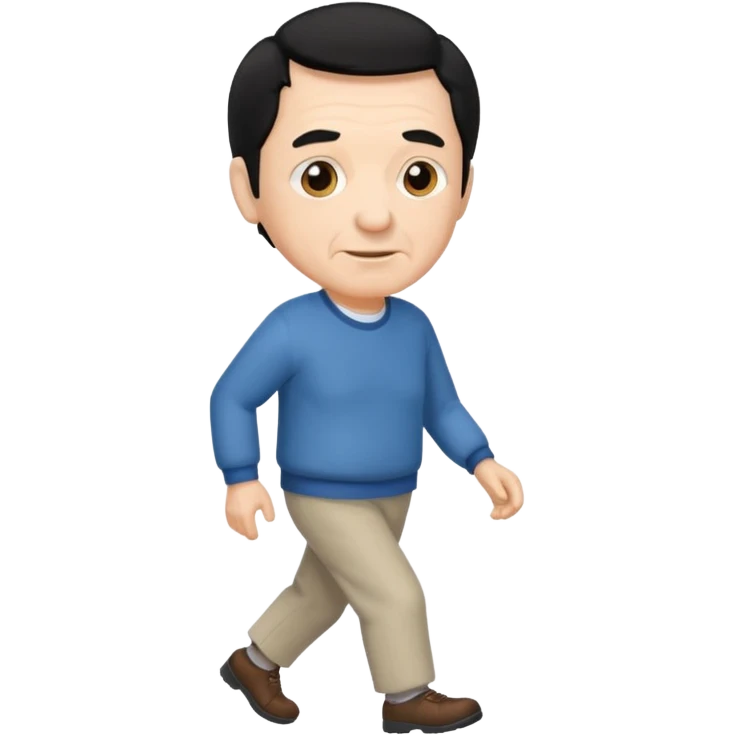 señor muy mayor pelo negro camina sin bigote emoji