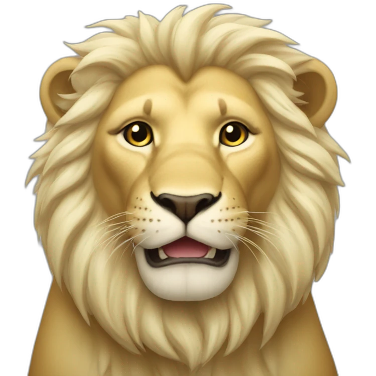 Half-bald blonde lion is very happy emoji