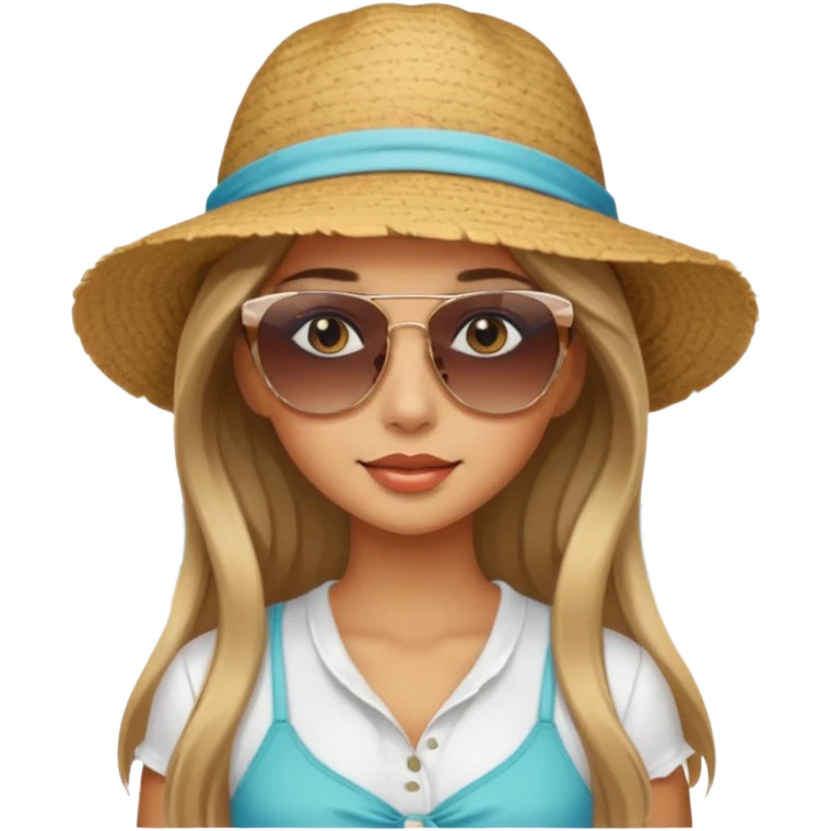 pretty girl with long hair and highlights makeup 🐬 at the beach. 🏝️ emoji