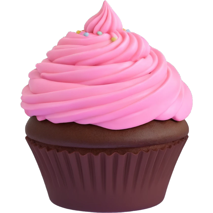 chocolate cupcake with pink icing emoji