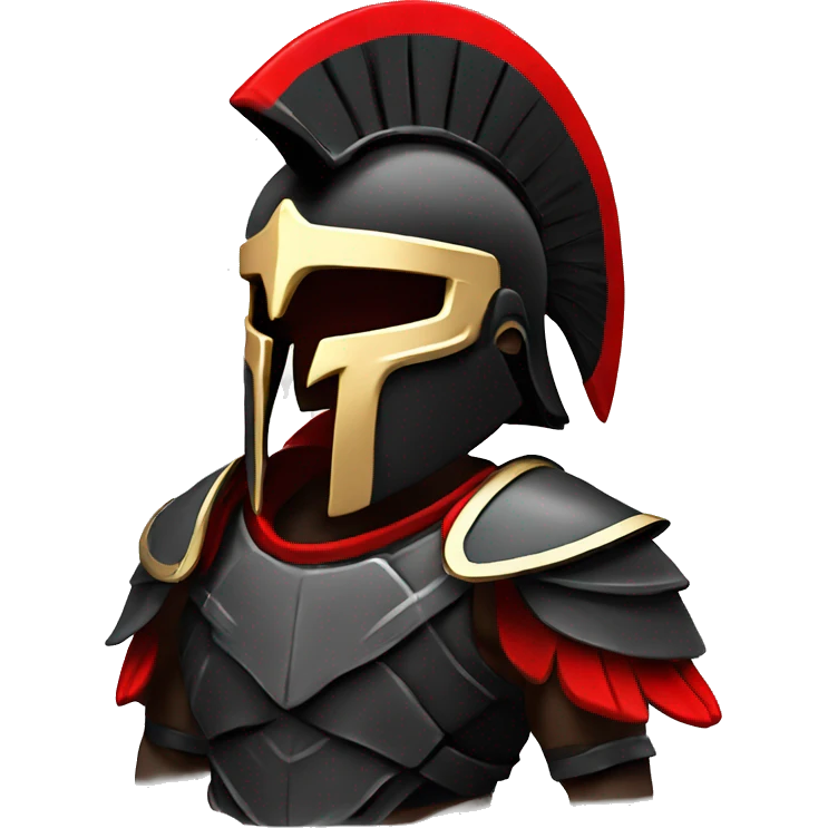 Fantasy spartan warrior male wearing detailed black armor with a red plumed helmet
 emoji