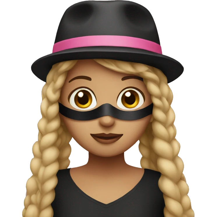 Girl with black mask and pink hat  emoji