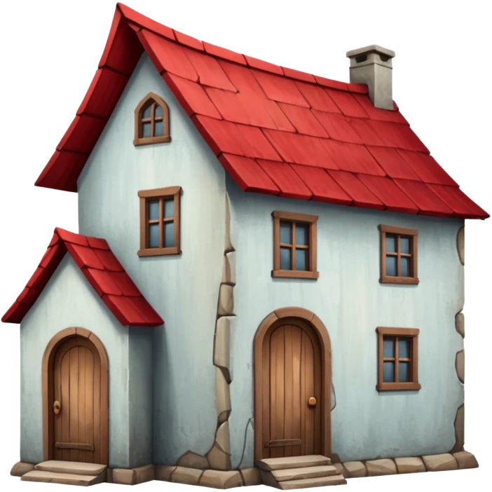 old, tall crooked building with red roof and wooden door




 emoji