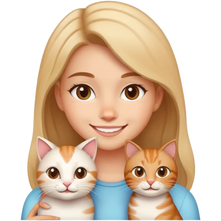 a girl smile with a cat emoji