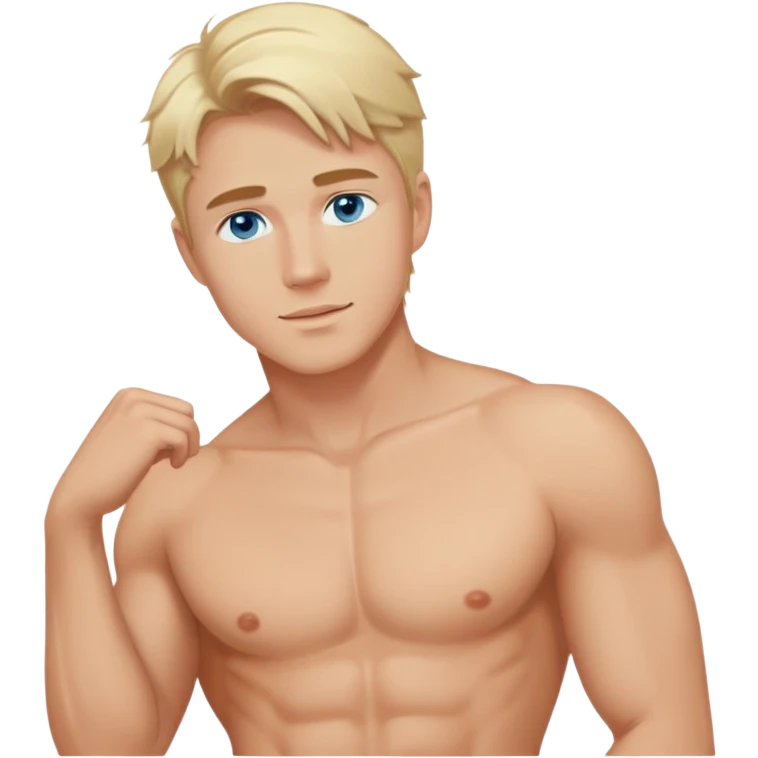 Handsome shirtless blonde hair and blue eyes white guy sexy pose sfw emoji
