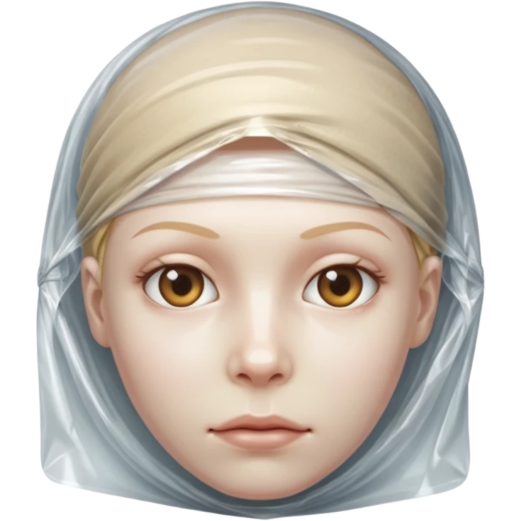 Human head wrapped in plastic wrap emoji