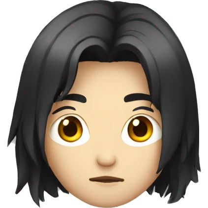 asian guy with long black hair serious face emoji