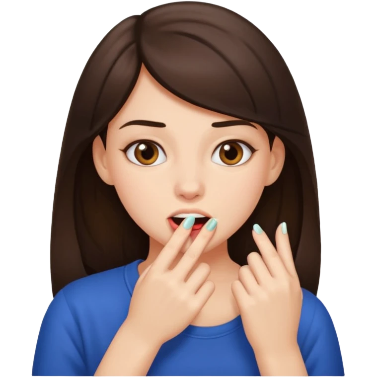 Brunette girl biting her nails  emoji