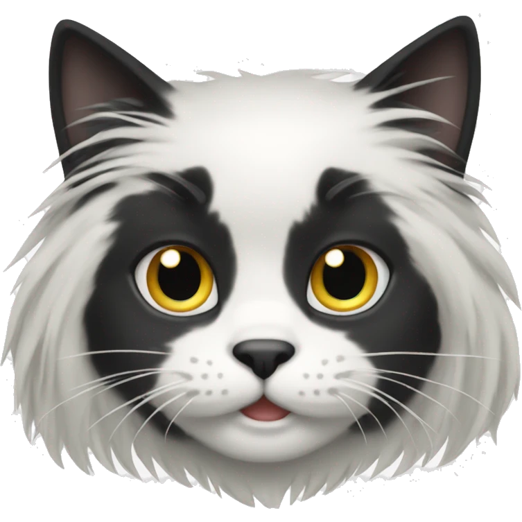 black and white cat long haired emoji