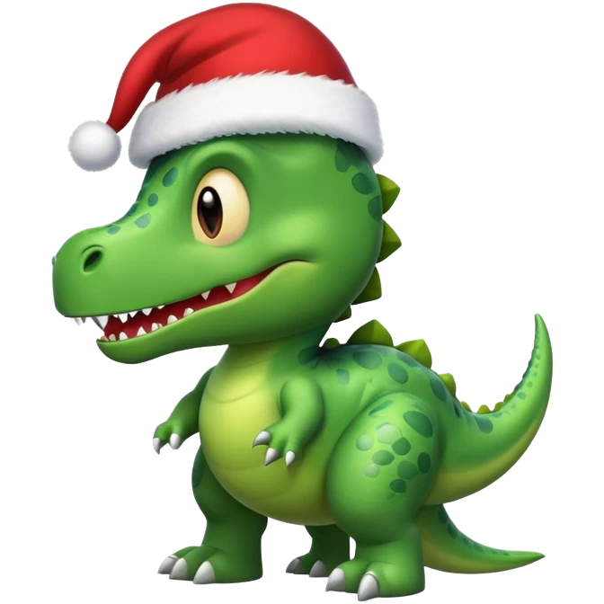 dinosaur wearing christmas hat emoji