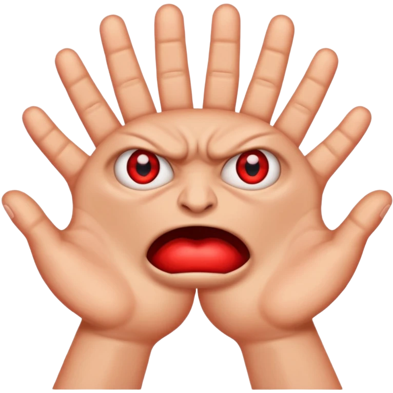Angry grabbing hands red eyes emoji