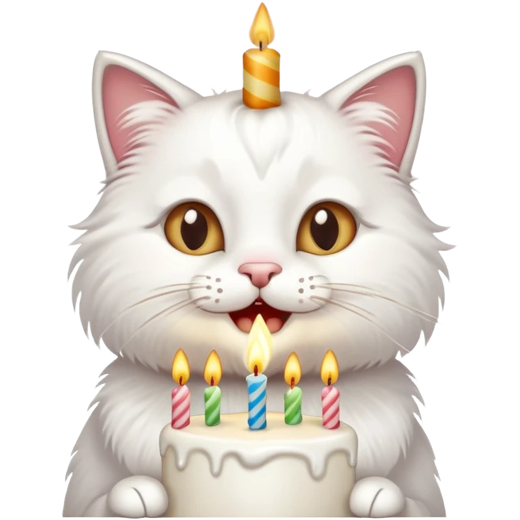 Happy cat blowing birthday candles emoji