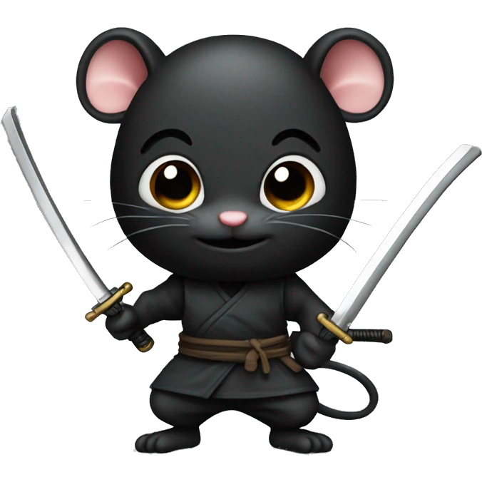 ninja black color rat with katana emoji