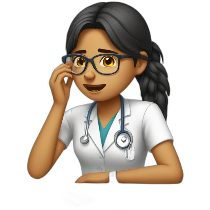 indian girl with glasses crying over medical exam emoji