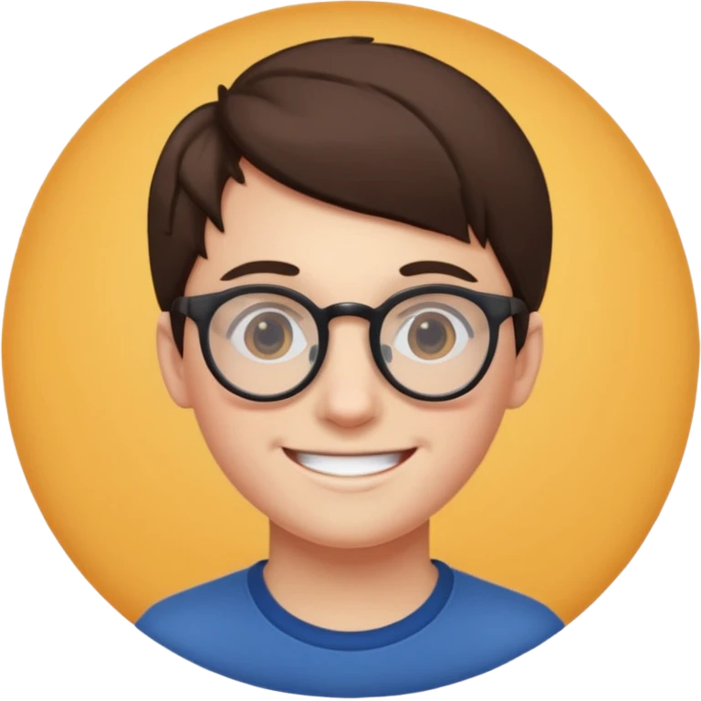 une personne plutot jeune de face avec des detail et des accessoires /lunettes dans un rond  emoji