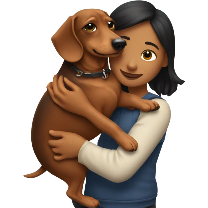 Me hugging my dachshund emoji