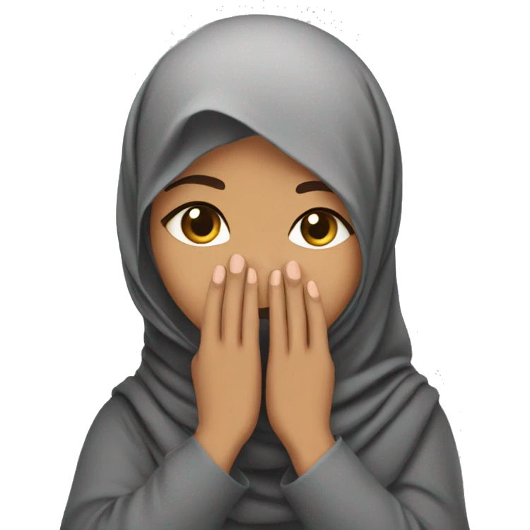 Hijabi girl with covering her face with her hand emoji