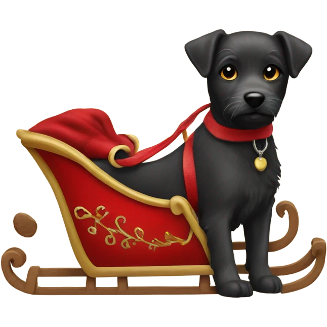 Patterdale dog pulling santas sleigh emoji