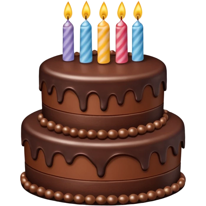 a big three-tiered chocolate birthday cake without candles emoji