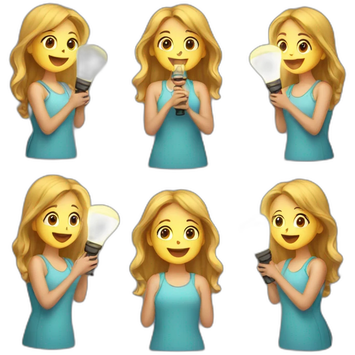 five girls with lamps emoji