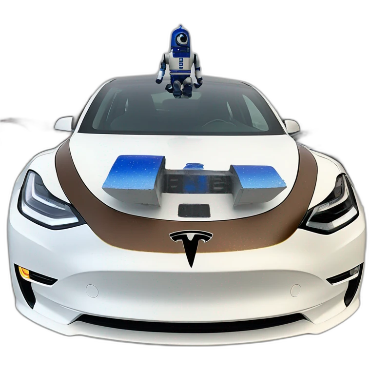 Tesla Model 3 painted like R2-D2 emoji