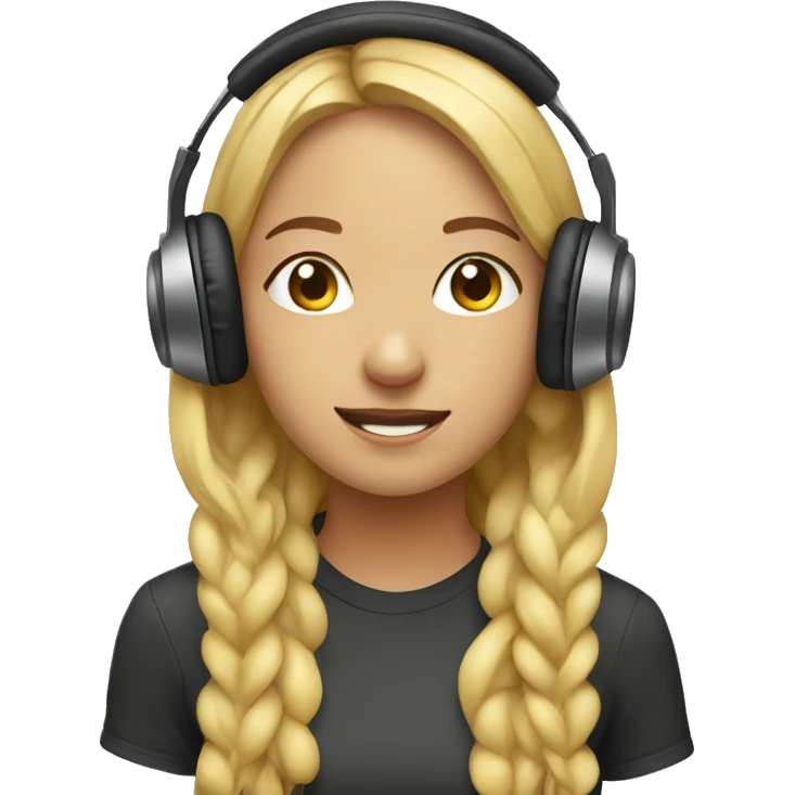 Girl listening a music on headphones  emoji