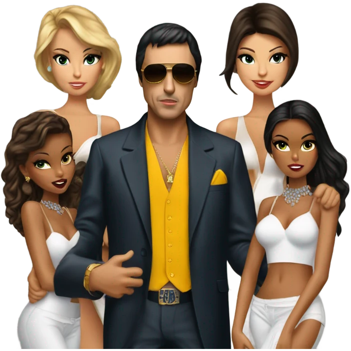 Tony Montana with 4 beautiful models emoji